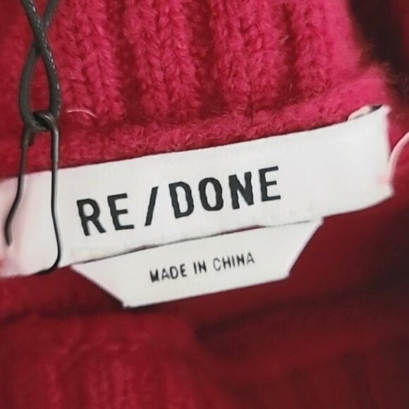 NWT RE/DONE 60s Wool Turtleneck Sweater Ruby Red Medium - Picture 3 of 5